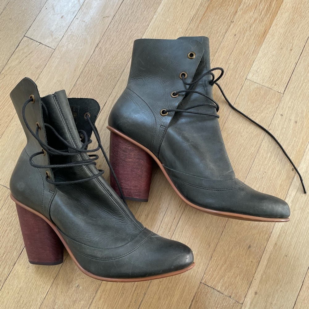 British J Shoes Uncle Lace Up Booties
